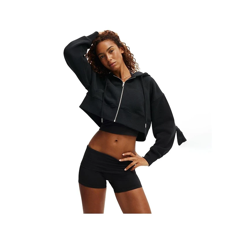 Cotton On Women's Active Plush Boxy Cropped Zip Through