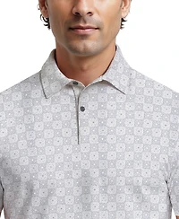 Pga Tour Men's All-Over Batik Geometric Print Short-Sleeve Golf Polo Shirt