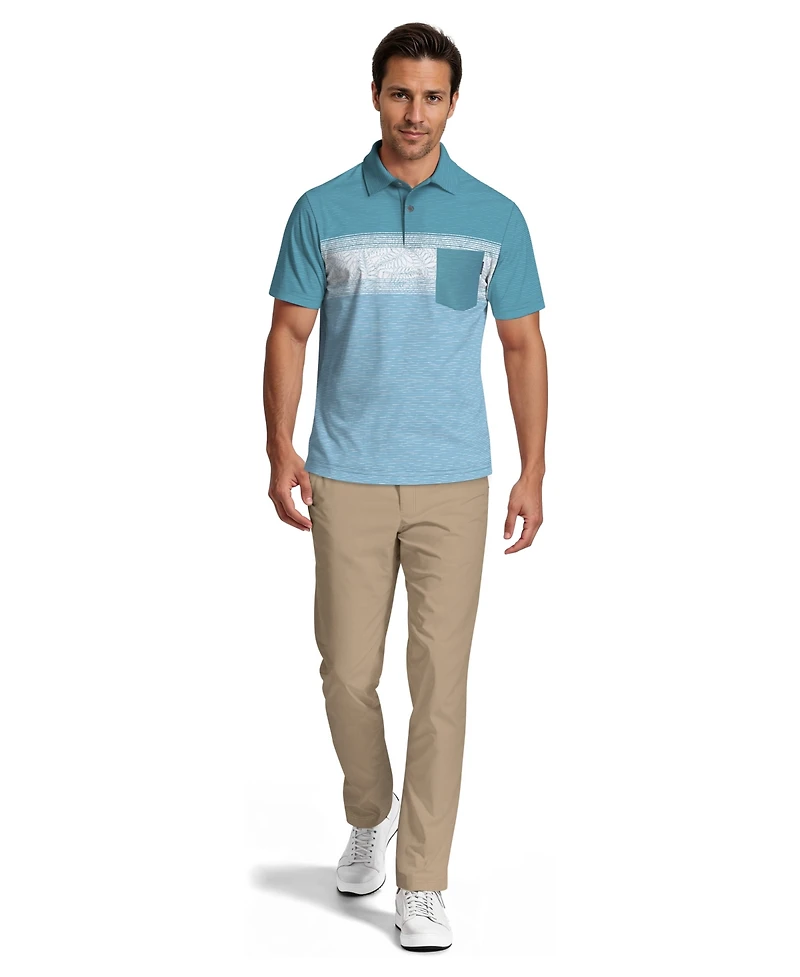 Pga Tour Men's Engineered Textured Color-Block Short-Sleeve Golf Polo Shirt