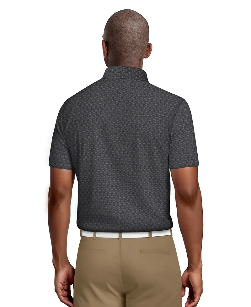 Pga Tour Men's All-Over Micro Jacquard Short-Sleeve Golf Polo Shirt