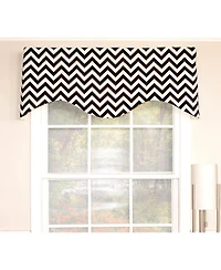 Rlf Home Zig Zag Cornice 100% Cotton with Fully Lined 3" Rod Pocket Valnance for Windows 50" x 17" Black