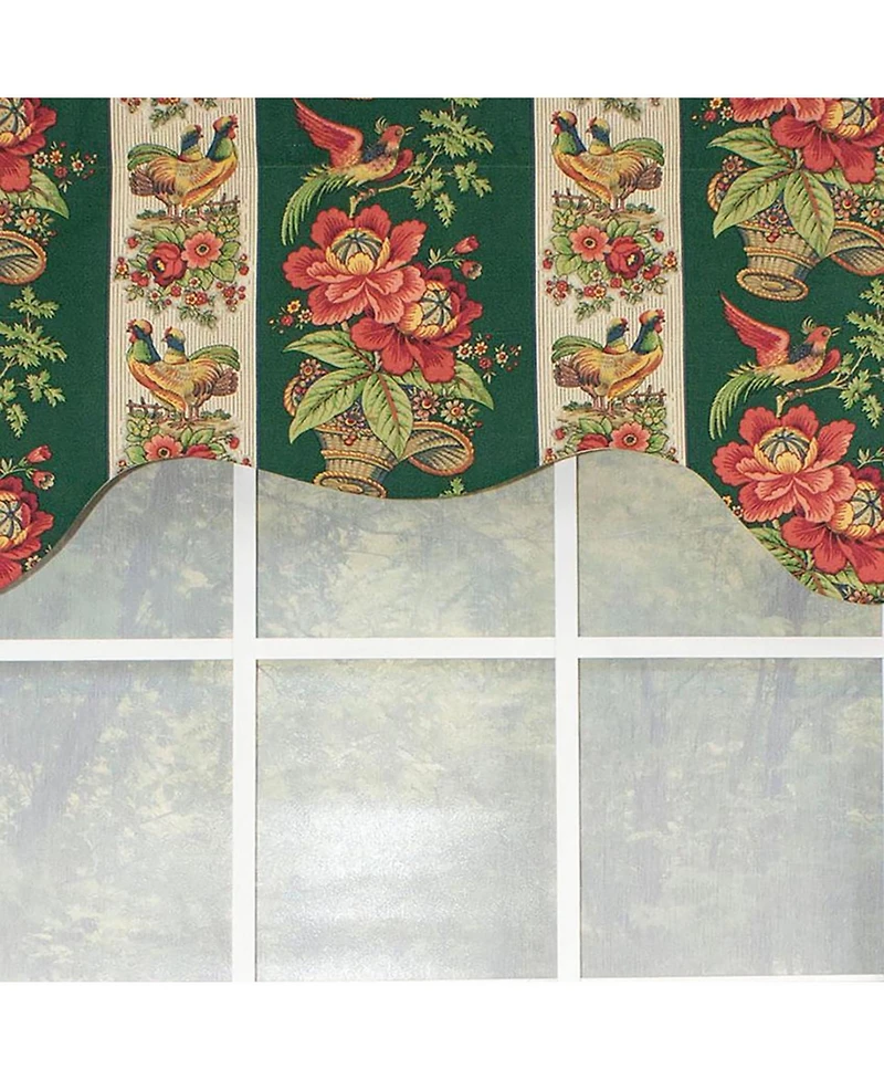 Rlf Home Rochelle Dutchess 100% Cotton with Fully Lined 3" Rod Pocket Valnance for Windows 50" x 17" Green