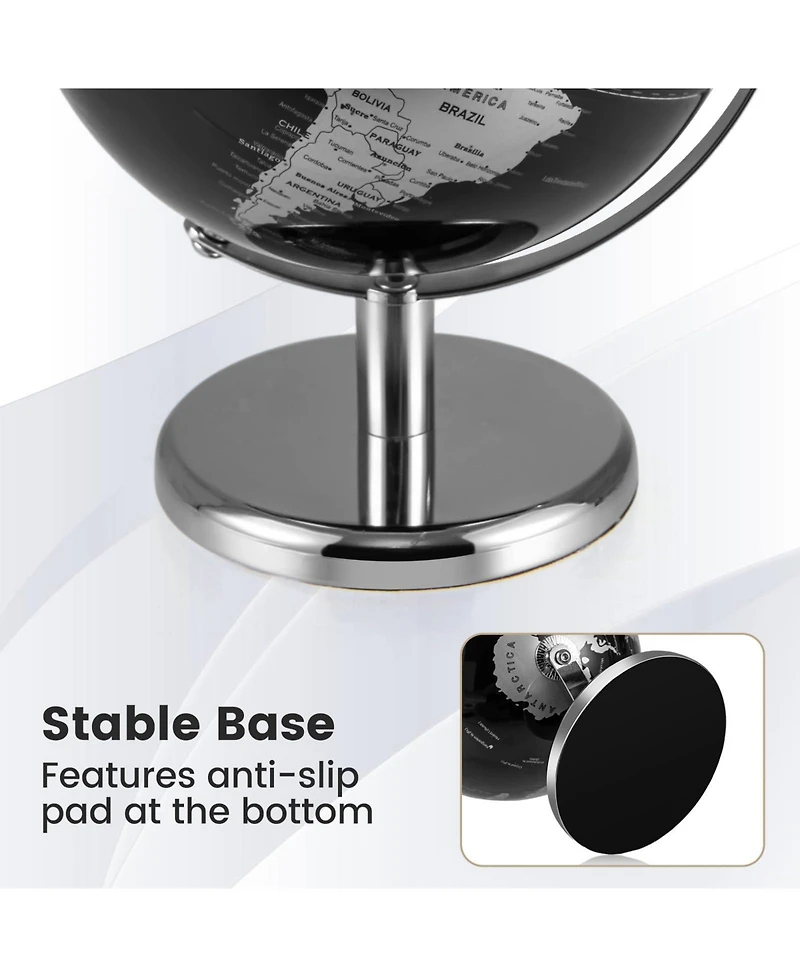 Mecale 8" World Globe Modern Decorative Tabletop Earth Globe