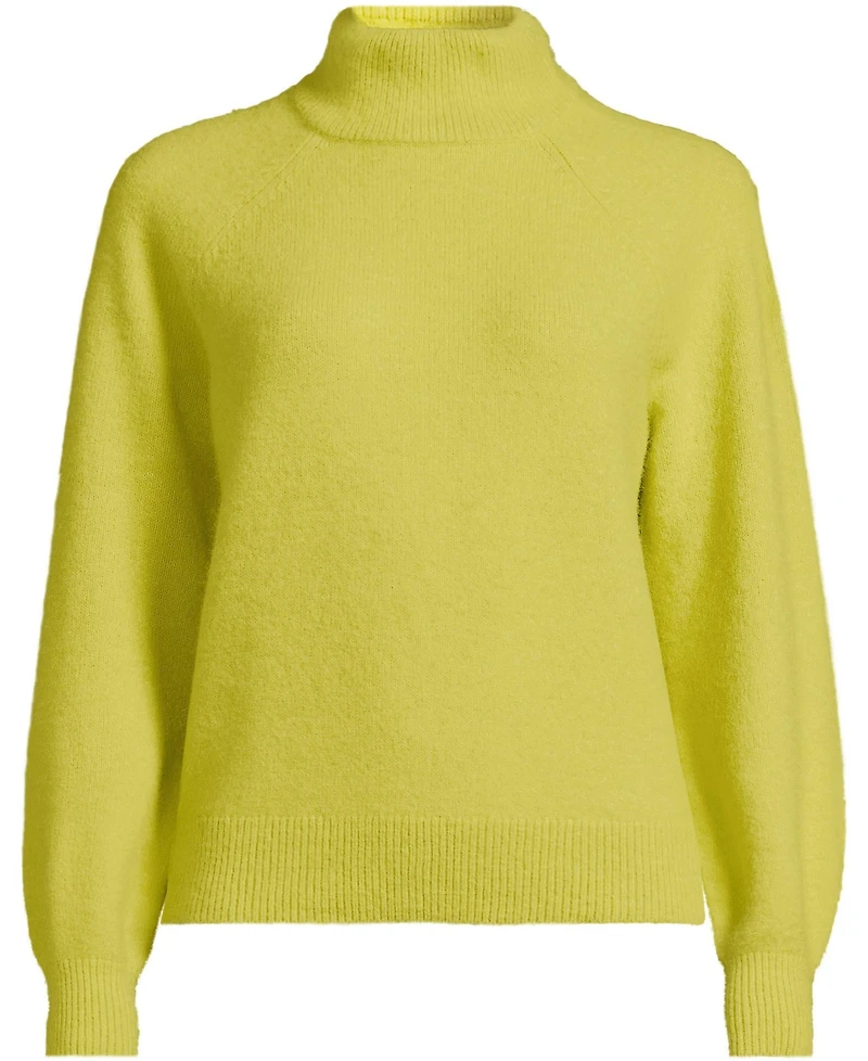 Lands' End Women's Fuzzy Turtleneck Lantern Sleeve Sweater