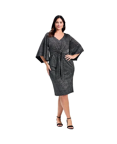 Avenue Women's Anastasia Metallic Knit Tie Front Dress