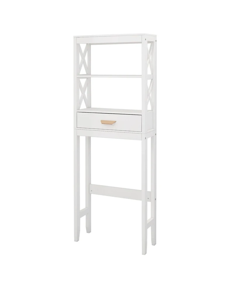 Airsurfer Comfort Room Storage Cabinet with One Drawer and Two Shelves Space Saver Bathroom Organizer Freestanding Bathroom Rack White