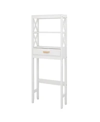 Airsurfer Comfort Room Storage Cabinet with One Drawer and Two Shelves Space Saver Bathroom Organizer Freestanding Bathroom Rack White