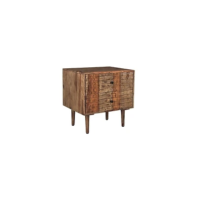 Porter Designs Waves Solid Sheesham Wood Nightstand, Brown