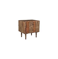 Porter Designs Waves Solid Sheesham Wood Nightstand, Brown