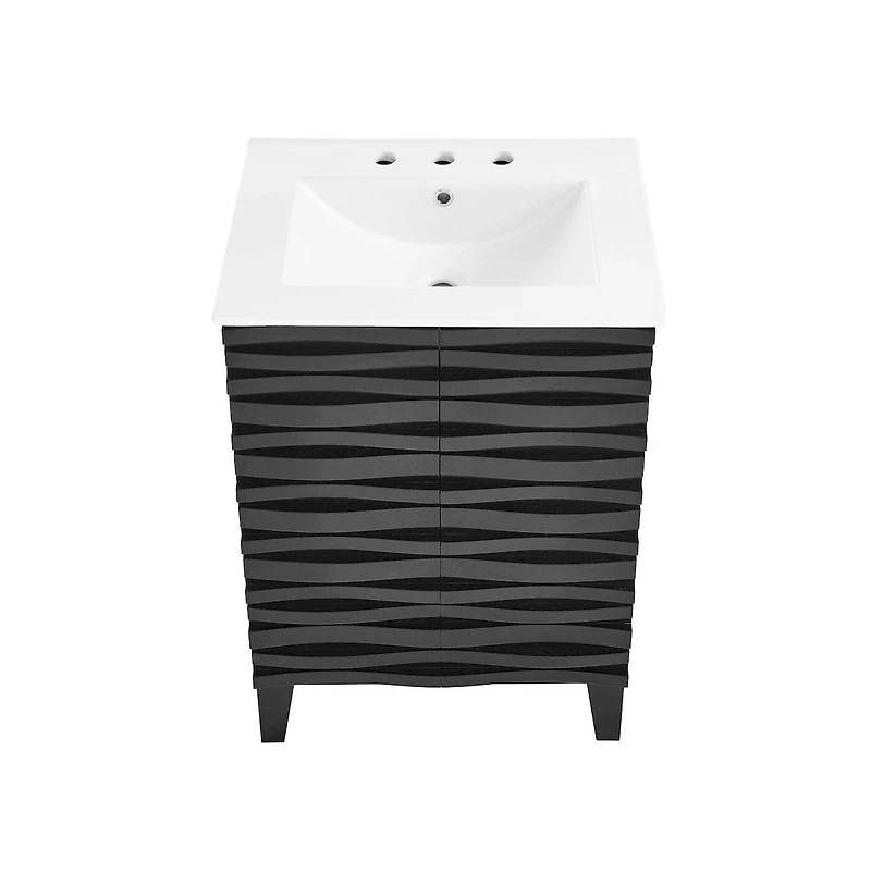 Swiss Madison Cascade in. Oak Bathroom Vanity With White