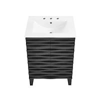 Swiss Madison Cascade in. Oak Bathroom Vanity With White