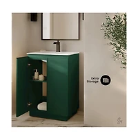 Swiss Madison St. Tropez 24" Freestanding Bathroom Vanity in Green Oak with Sink Top