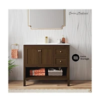 Swiss MadisonChateau 36" Freestanding Bathroom Vanity in Brown Oak with Sink Top
