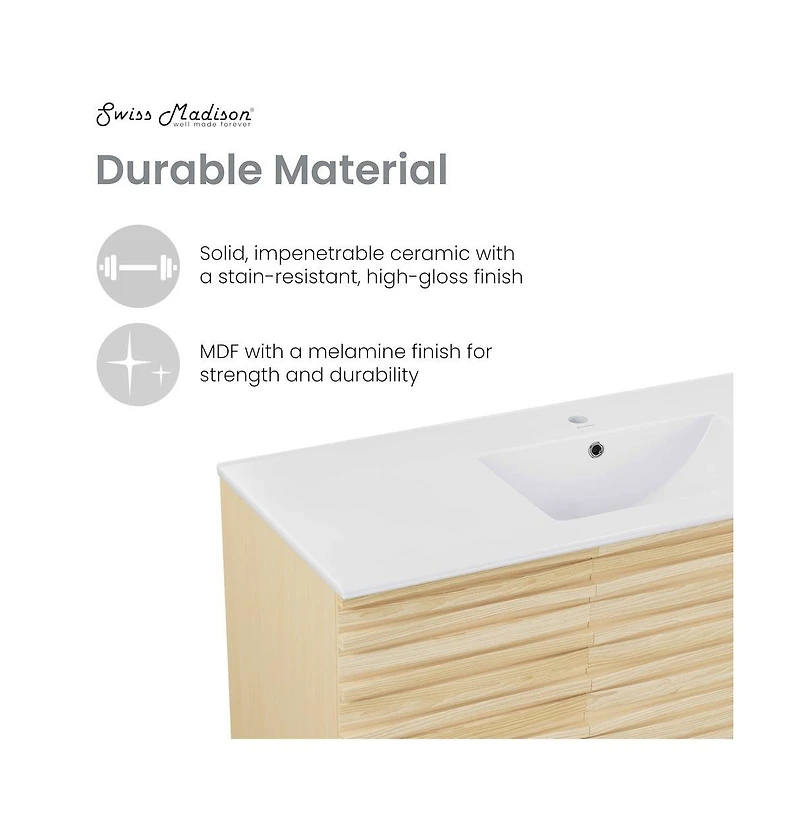 Swiss Madison Cascade 48'' Bathroom Vanity in Natural Oak