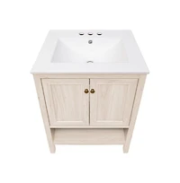 Swiss Madison 24" Freestanding Bathroom Vanity in White Oak with 3-Hole Centerset Sink Top