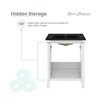 Swiss Madison Bastille 24 in. White Bathroom Vanity With Black Ceramic Sink Top