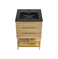 Swiss MadisonCarre 24 in. White Oak Bathroom Vanity With Black Ceramic Sink Top
