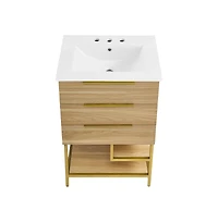 Swiss Madison Carre 24 in. White Oak Bathroom Vanity With White, 3-Hole Ceramic Sink Top