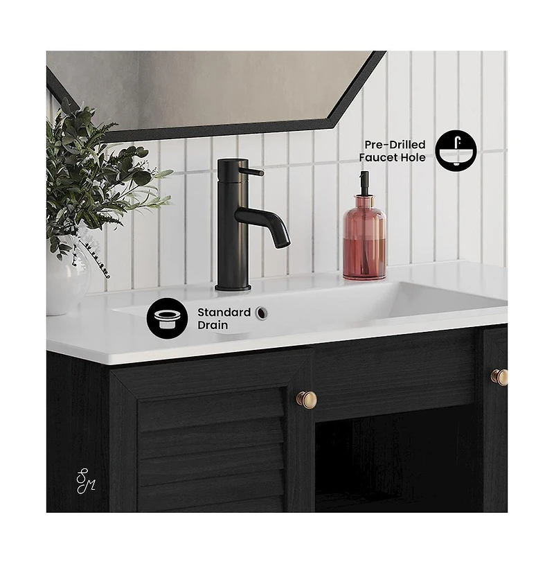 Swiss MadisonBron 36" Freestanding Bathroom Vanity in Black Oak with Sink Top