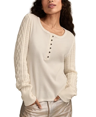 Lucky Brand Women's Textured Long-Sleeve Henley Top
