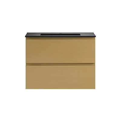 Swiss MadisonLiberte 30" Wall-Mounted Bathroom Vanity in Natural Oak with Black Sink Top