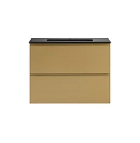 Swiss MadisonLiberte 30" Wall-Mounted Bathroom Vanity in Natural Oak with Black Sink Top