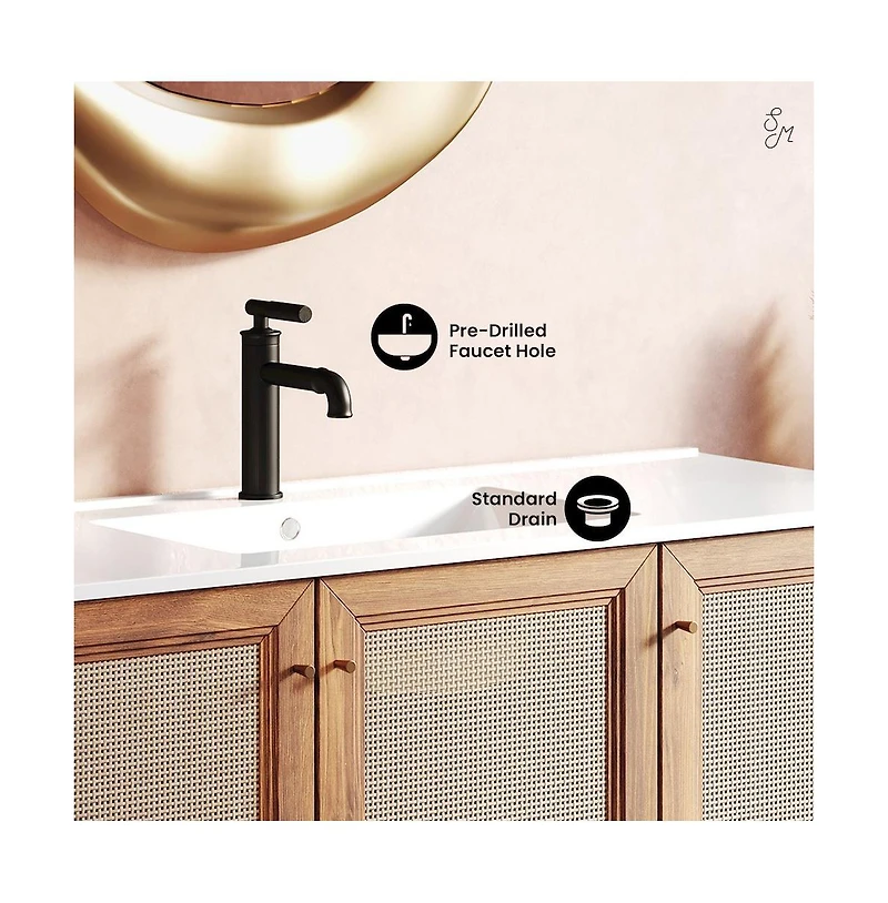 Swiss Madison Classe 48" Freestanding Bathroom Vanity in Golden Oak with Sink Top