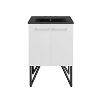Swiss MadisonAnnecy 24 in. White Bathroom Vanity With Black, 3-Hole Ceramic Sink Top