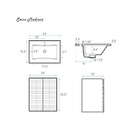 Swiss Madison Cascade 24" Wall-Mounted Bathroom Vanity in Green Oak with Sink Top