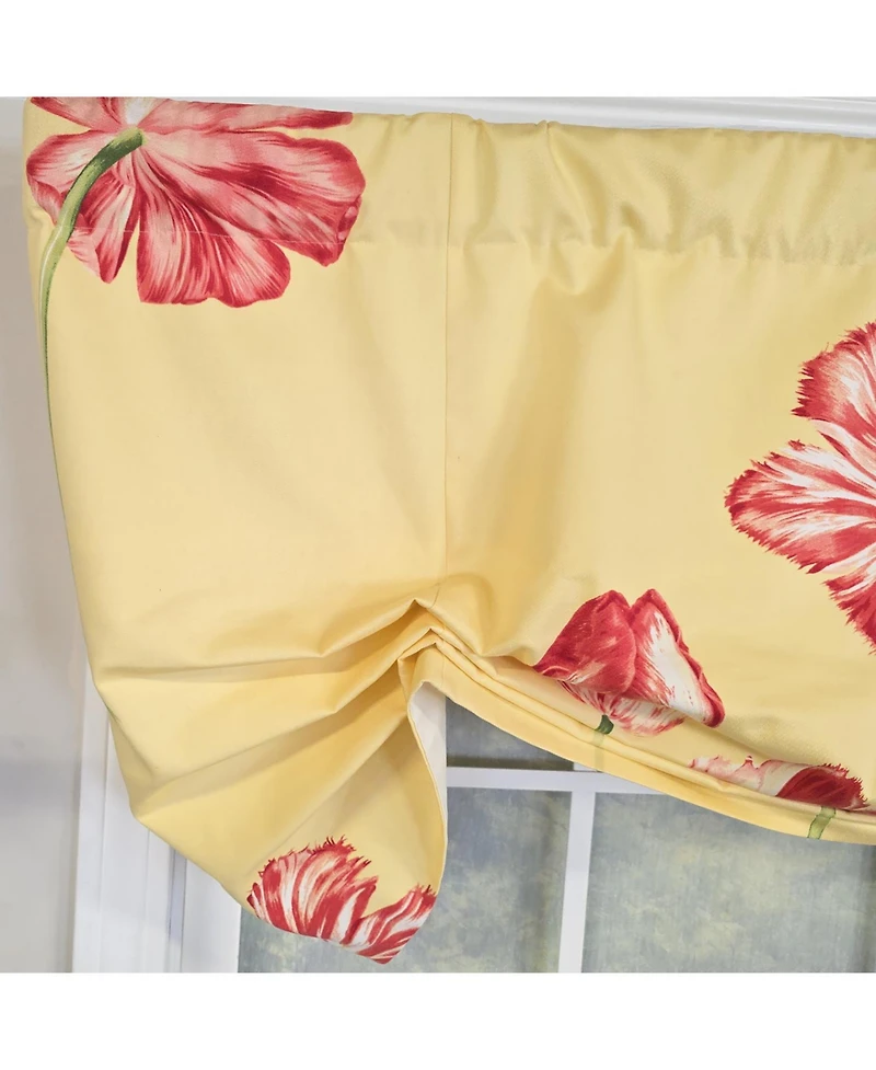 Rlf Home 100% Cotton La Tulipe Butterfly With Poly/Cotton lining Rod Pocket Valance 50" x 17" Yellow