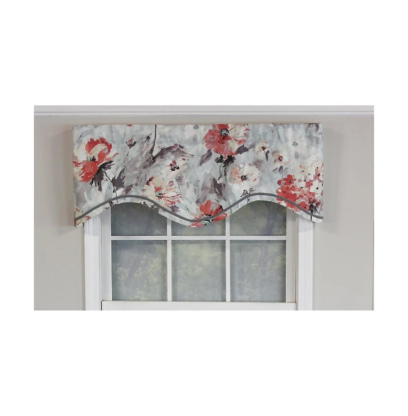 Rlf Home Tia Cornice Valance Primrose. 3" Rod Pocket, Elevated trim decor. 50"W X 17"L