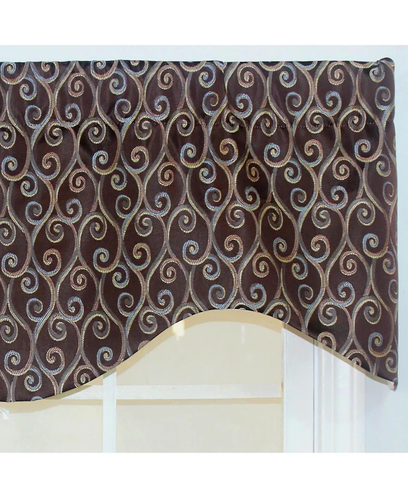 Rlf Home Twine Cornice 100% Cotton with Fully Lined 3" Rod Pocket Valnance for Windows 50" x 17" Cocoa