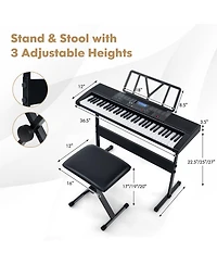 Mecale 61-Key Portable Electronic Keyboard Piano with Stand and Stool