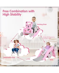 Mecale 4-in-1 Toddler Slide and Rocking Horse Playset with Basketball Hoop