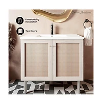 Swiss MadisonClasse 36" Freestanding Bathroom Vanity in White Oak with Sink Top