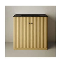 Swiss Madison 36" Freestanding Bathroom Vanity, Natural Oak, 3-Hole Widespread Sink Top