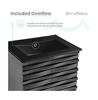 Swiss Madison Cascade 24 in. Black Oak Bathroom Vanity With Black Ceramic Sink Top