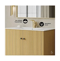 Lafayette 36" Freestanding Bathroom Vanity in Natural Oak with Sink Top