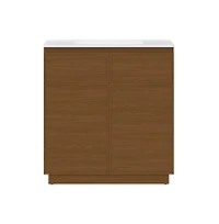 Swiss Madison 36" Freestanding Bathroom Vanity in Brown Oak with 3-Hole Widespread Sink Top
