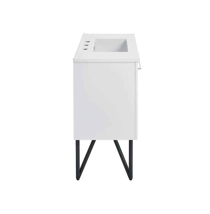 Swiss MadisonAnnecy 36 in. White Bathroom Vanity With White, 3-Hole Ceramic Sink Top