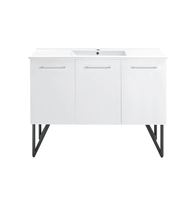 Swiss Madison Annecy 48" Freestanding Bathroom Vanity in White with Sink Top
