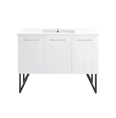 Swiss Madison Annecy 48" Freestanding Bathroom Vanity in White with Sink Top