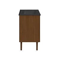 Swiss Madison 24" Freestanding Bathroom Vanity in Brown Oak, Black 3-Hole Centerset Sink Top