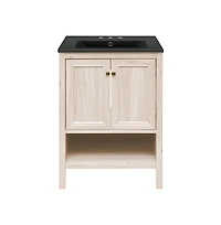 Swiss Madison 24" Freestanding Bathroom Vanity in White Oak, Black 3-Hole Centerset Sink Top