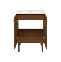 Swiss Madison 24" Freestanding Bathroom Vanity in Brown Oak with 3-Hole Centerset Sink Top