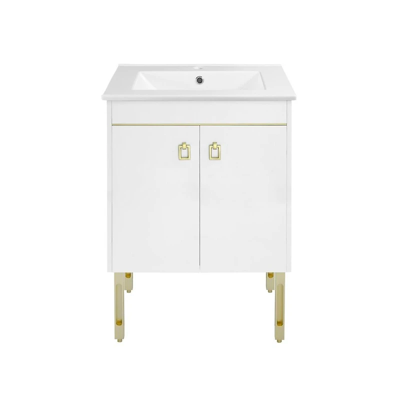 Swiss Madison Lumiere 24" Freestanding Bathroom Vanity in White with Sink Top