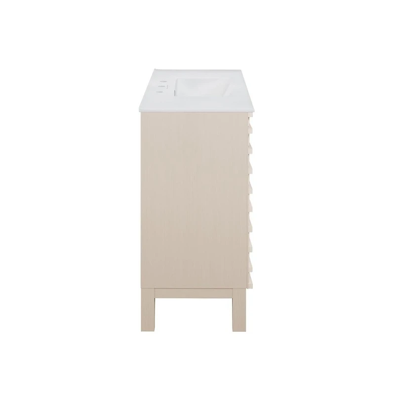 Swiss Madison Cascade in. White Oak Bathroom Vanity With White