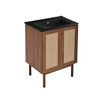 Swiss Madison Classe 24" Freestanding Bathroom Vanity in Brown Oak with Sink Top