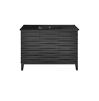 Swiss MadisonCascade 48 in. Black Oak Bathroom Vanity With Black Ceramic Sink Top