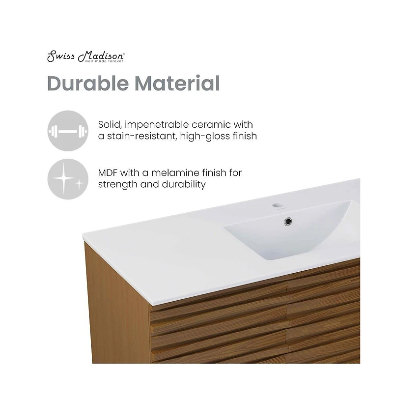Swiss MadisonCascade 48'' Bathroom Vanity in Brown Oak